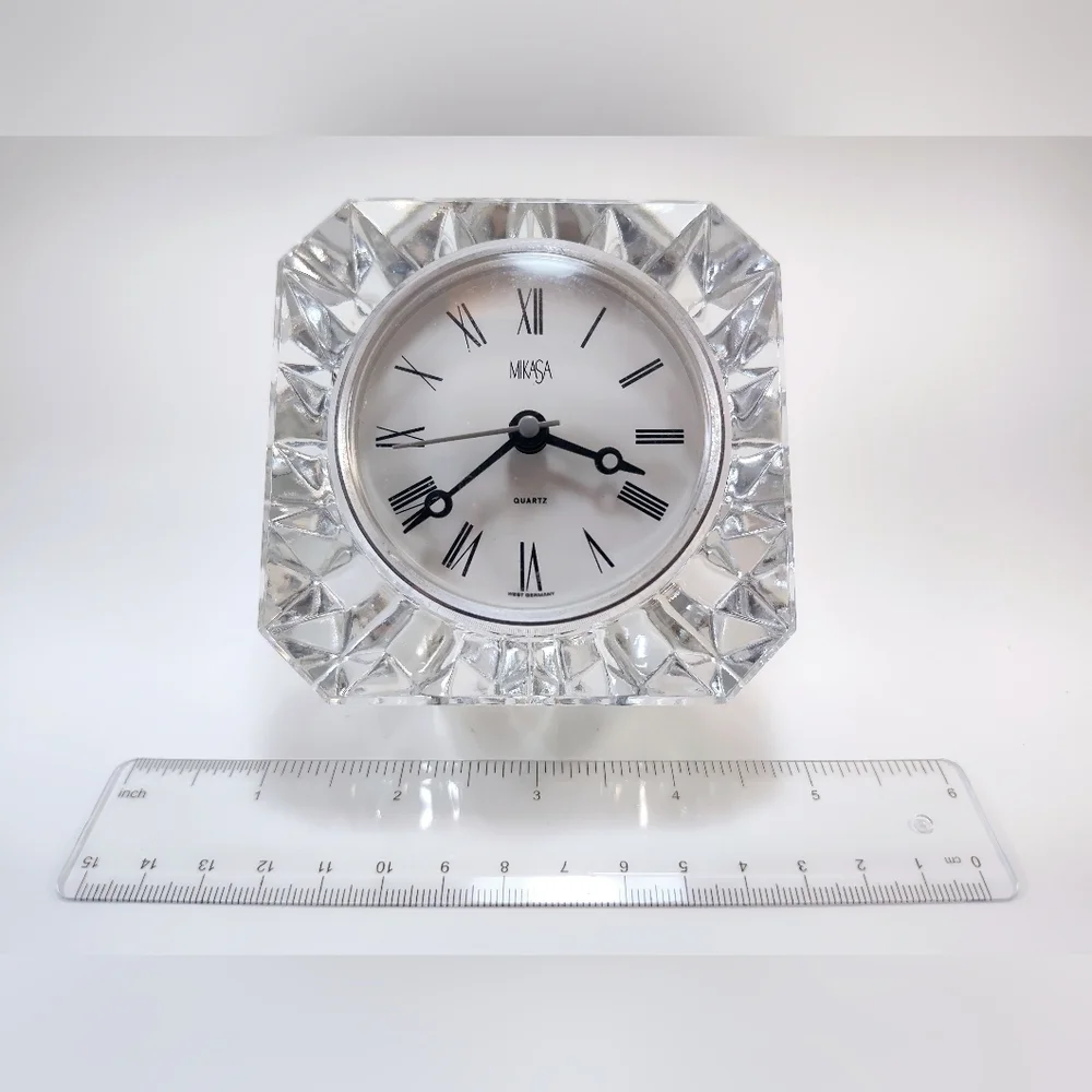 Vintage Mikasa Crystal Square Mantel Clock Excellent Condition Luxury Glass